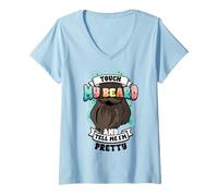 Mujer Funny Bearded Dad Touch My Beard Tell Im Pretty Día del Camiseta Cuello V