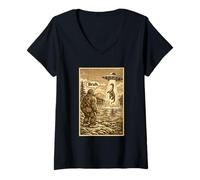 Mujer Funny Bigfoot Bruh UFO Alien Loch Ness Monster Abduction Camiseta Cuello V