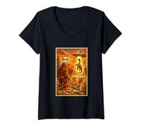 Mujer Funny Bigfoot Bruh UFO Alien Loch Ness Monster Abduction Camiseta Cuello V
