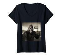 Mujer Funny Bigfoot Selfie UFOs UAP Área de Encuentro 51 Visitante Camiseta Cuello V