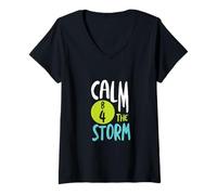 Mujer Funny Bingo Juego de Palabras Calma B4 la tormenta Camiseta Cuello V