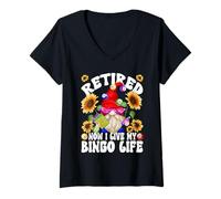 Mujer Funny Bingo Life GNOME For Men Retired Bingo Dad Saying Camiseta Cuello V