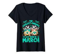 Mujer Funny Birthday GNOME Cowgirl and Cowboy Couple Born In March Camiseta Cuello V