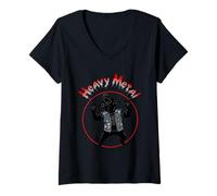 Mujer Funny Black Labrador Heavy-Metal Rock Música Metalhand Camiseta Cuello V