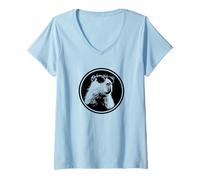 Mujer Funny Black Logo Sunglasses Lover Chill Capybara Vibes Camiseta Cuello V