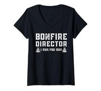 Mujer Funny Bonfire Director I Run You Run Bonfire Night Graphic Camiseta Cuello V