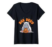 Mujer Funny Boo DENG Baby Pigmeo Hipopótamo Espeluznante Truco o Trato Aterrador Camiseta Cuello V