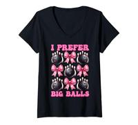 Mujer Funny Bowling Bowler Girl Mom Mother's Day I Prefer Big Balls Camiseta Cuello V