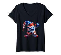 Mujer Funny Boxing GNOME In American Flag Outfit For Men Patriotic Camiseta Cuello V