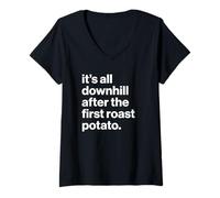 Mujer Funny British Phrase Roast Potato Camiseta Cuello V