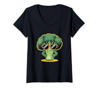 Mujer Funny Broccoli Lover Cartoon with Sunglasses For Girls Boys Camiseta Cuello V