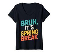 Mujer Funny Bruh it's spring break Vintage spring break 2025 Camiseta Cuello V