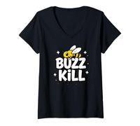 Mujer Funny Buzz Kill Bee Pun Sarcastic Graphic Camiseta Cuello V