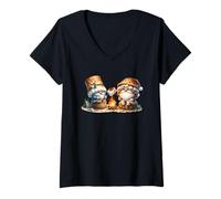 Mujer Funny Camper Must Haves with Smores GNOME For Campfire Camiseta Cuello V