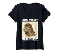 Mujer Funny Capybara Mullet Meme Human by Chance Alpha by Choice Camiseta Cuello V