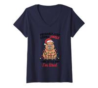 Mujer Funny Capybara Probably Just Gonna Jingle Some of The Way Camiseta Cuello V