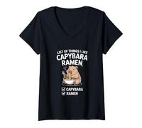 Mujer Funny Capybara Ramen Diciendo Lista De Cosas Que Me Gustan Camiseta Cuello V
