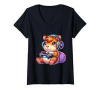 Mujer Funny Capybara Video Games Controller Gaming Men Women Kids Camiseta Cuello V
