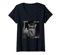 Mujer Funny Cat Flipping Off Middle Finger On Security Camera Camiseta Cuello V