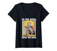 Mujer Funny Cat I'm The Royal Tú eres el gato leal amante de los gatos Camiseta Cuello V