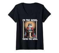 Mujer Funny Cat I'm The Royal Tú eres el gato leal amante de los gatos Camiseta Cuello V