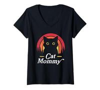 Mujer Funny Cat Lady Mommy Cat Lovers, Retro, la Mejor mamá de Gatos de la Historia Camiseta Cuello V