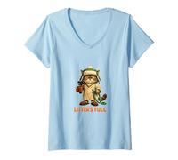 Mujer Funny Cat Litter's Full House Pet Lover Humor Lindo Camiseta Cuello V