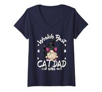 Mujer Funny Cat Lover GNOME For Men with Kitty Worlds Best Cat Dad Camiseta Cuello V
