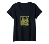 Mujer Funny Cat Meow Nyaawn Arte Kawaii en Idioma japonés Camiseta Cuello V