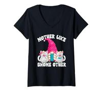 Mujer Funny Cat Mom Saying Mothers Day GNOME For Best Cat Grandma Camiseta Cuello V