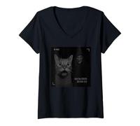 Mujer Funny Cat On Security Camera with Witch Halloween Camiseta Cuello V