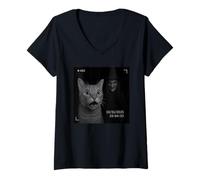 Mujer Funny Cat On Security Camera with Witch Halloween Camiseta Cuello V