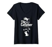 Mujer Funny Cats El Catfather Camiseta Cuello V