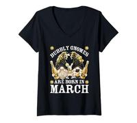 Mujer Funny Champagne Birthday Gnomes For Women Are Born In March Camiseta Cuello V