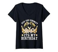 Mujer Funny Champagne Grandparents Did You GNOME It`s My Birthday Camiseta Cuello V