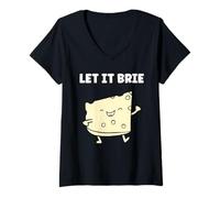 Mujer Funny Cheese France Food Quote Simple Let it Brie Camiseta Cuello V