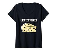 Mujer Funny Cheese France Food Quote Simple Let it Brie Camiseta Cuello V