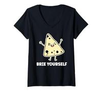 Mujer Funny Cheese France Food Quote Simple Yourself Brie Camiseta Cuello V
