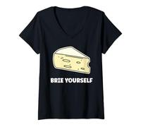 Mujer Funny Cheese France Food Quote Simple Yourself Brie Camiseta Cuello V