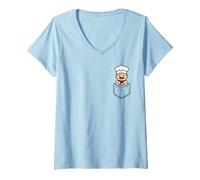 Mujer Funny Chef Pocket Pal Cute Chef Cocina Culinaria Camiseta Cuello V