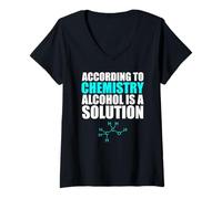 Mujer Funny Chemistry Alcohol Is A Solution Science - Camiseta Camiseta Cuello V