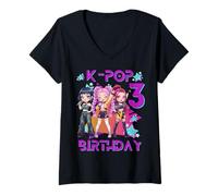Mujer Funny Chibi KPOP Girl It's My 3rd Birthday Camiseta Cuello V
