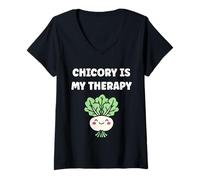 Mujer Funny chicory minimalist vegetable simple therapy chicory Camiseta Cuello V