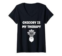 Mujer Funny chicory minimalist vegetable simple therapy chicory Camiseta Cuello V