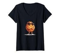 Mujer Funny Chocolate Chip Cookie Man con Gafas de Sol Camiseta Cuello V