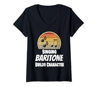 Mujer Funny Choir Acapella Cantante Cantante Barítono Músico Música Camiseta Cuello V