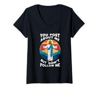 Mujer Funny Christian Jesus | PUBLICAS SOBRE MI PERO NO ME SIGUE Camiseta Cuello V