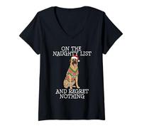 Mujer Funny Christmas Anatolian Shepherd Dog Naughty List Camiseta Cuello V
