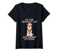 Mujer Funny Christmas Brittany Naughty List Camiseta Cuello V