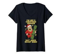 Mujer Funny Christmas Cracker Decent Bang Adult Humor Camiseta Cuello V